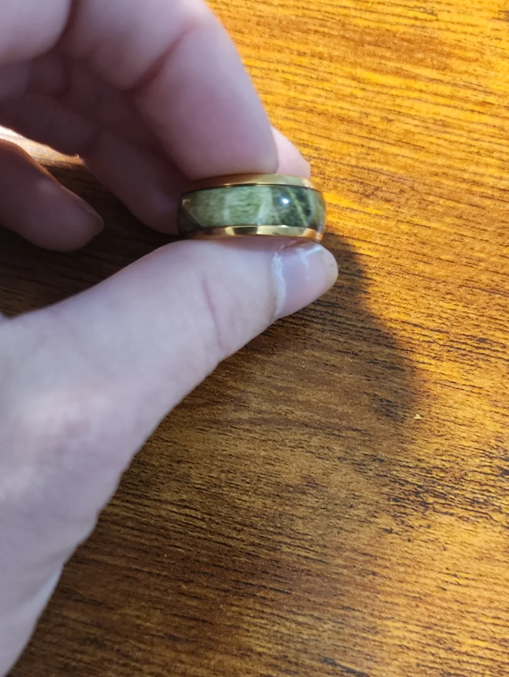 8mm Parrot Green Stainless Steel Dome Ring, Elegant And Versatile For Everyday
